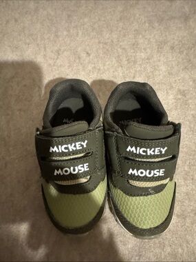 Disney Olive Green and Black Mickey Mouse Kids Sneakers